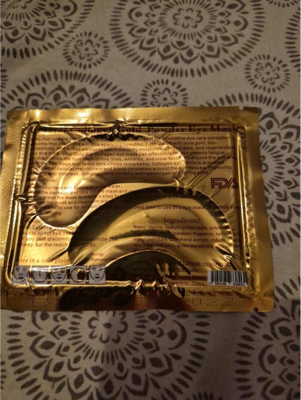 Crystal Collagen Gold Powder Eye Mask 24K Gold Pads for Dark Circles & Hydration - Picture 3 of 3